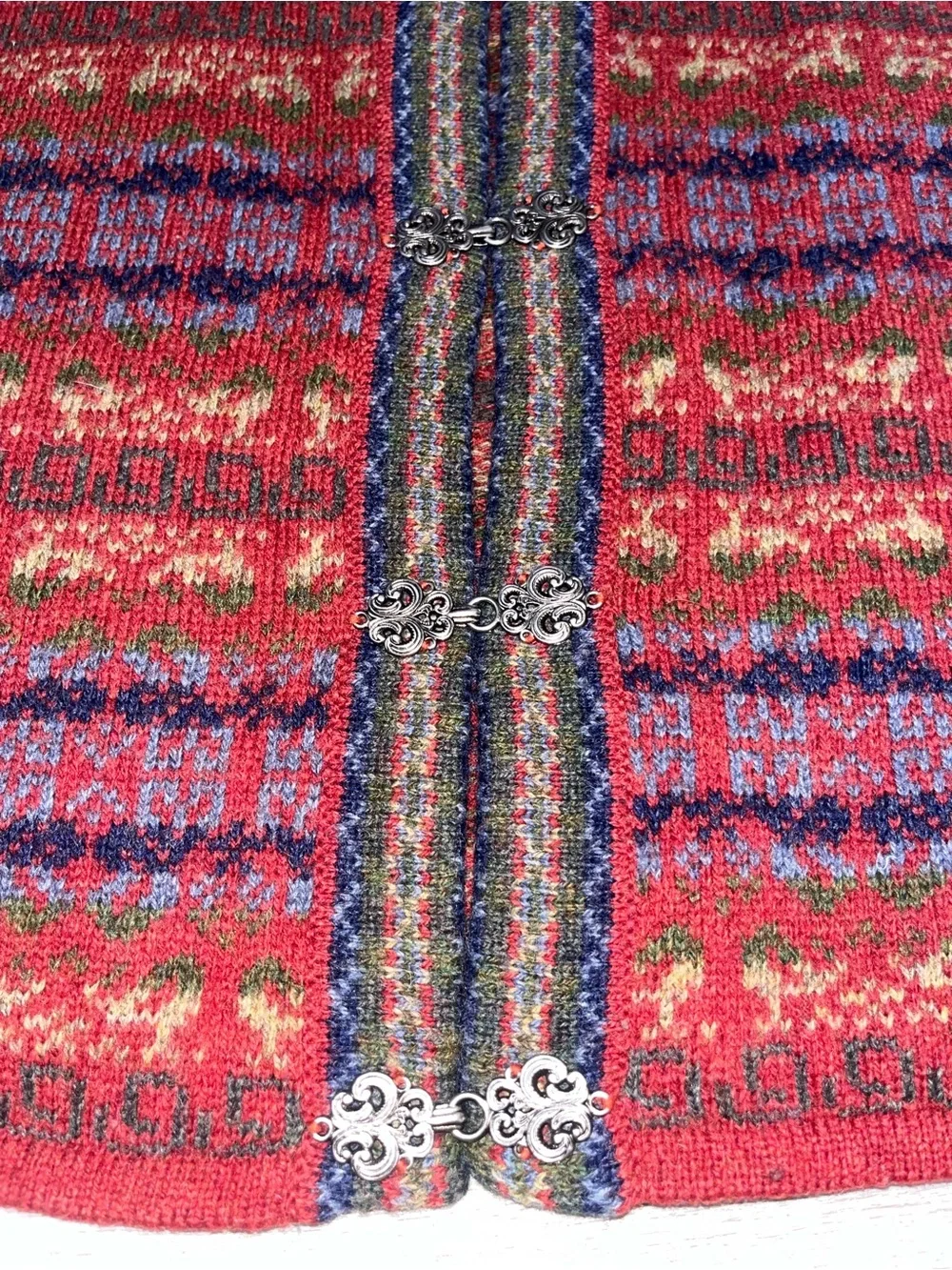 VTG Squaw Valley Cardigan Sweater Women Large Knit Wool Fair Isle Nordic Large
